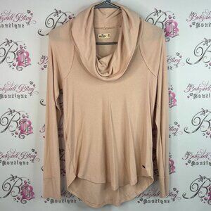Hollister cowl neck swoop peach Light Pink Ribbed Top